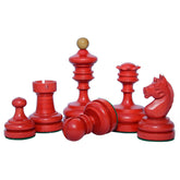 Reproduction Vintage 1930 German Knubbel 3.5" Chess Set in Antique and Red Stained Box wood